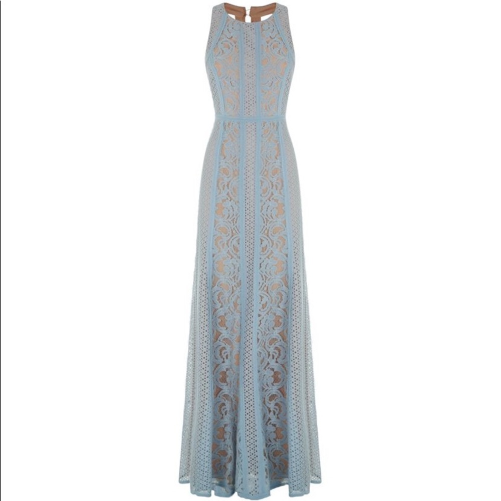 BCBG Ariella Gown Dress Lace Blue 6